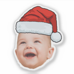 Custom Baby Face Photo Santa Hat Christmas