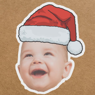 Custom Baby Face Photo Santa Hat Christmas