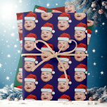 Custom Baby Face Photo Santa Hat Christmas Blue Wrapping Paper Sheet<br><div class="desc">Custom Baby Face Photo Santa Hat Christmas Blue Wrapping Paper</div>