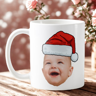 Custom Baby Face Photo Santa Hat Christmas Coffee Mug