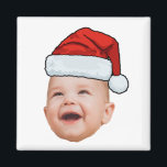 Custom Baby Face Photo Santa Hat Christmas Magnet<br><div class="desc">Custom Baby Face Photo Santa Hat Christmas magnet</div>