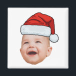 Custom Baby Face Photo Santa Hat Christmas Magnet<br><div class="desc">Custom Baby Face Photo Santa Hat Christmas magnet</div>