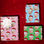 Custom Baby Face Photo Santa Hat Christmas Pink Wrapping Paper Sheet<br><div class="desc">Custom Baby Face Photo Santa Hat Christmas Pink Wrapping Paper</div>