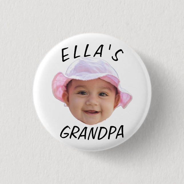 Custom Baby Face Photo Text Grandpa 3 Cm Round Badge (Front)