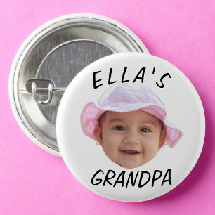 Custom Baby Face Photo Text Grandpa 3 Cm Round Badge