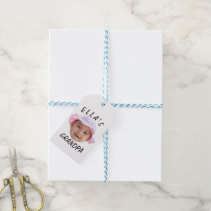 Custom Baby Face Photo Text Grandpa Gift Tags