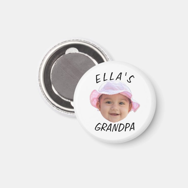 Custom Baby Face Photo Text Grandpa Magnet (Front/Back)