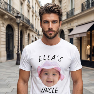 Custom Baby Face Photo Text New Uncle T-Shirt