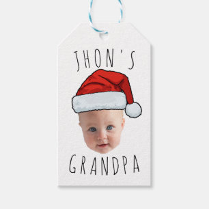 Custom Baby Face Santa Hat Christmas Photo Gift Tags