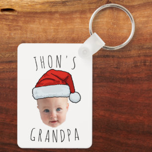 Custom Baby Face Santa Hat Christmas Photo Key Ring