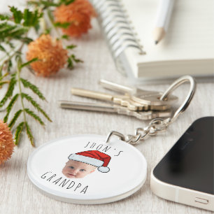 Custom Baby Face Santa Hat Christmas Photo Key Ring