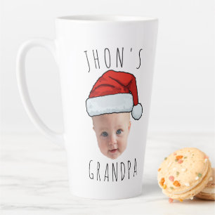 Custom Baby Face Santa Hat Christmas Photo Latte Mug