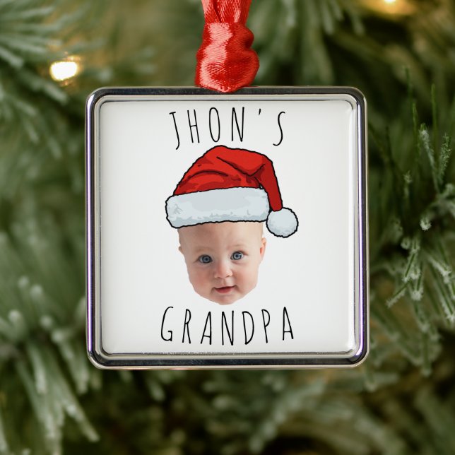 Custom Baby Face Santa Hat Christmas Photo Metal Tree Decoration (Tree)