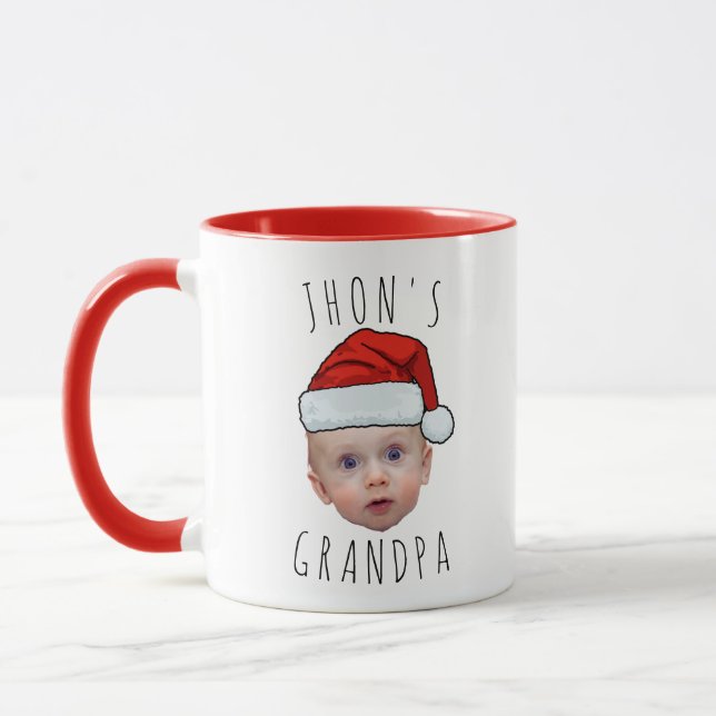 Custom Baby Face Santa Hat Christmas Photo Mug (Left)