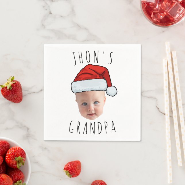 Custom Baby Face Santa Hat Christmas Photo Napkin (Insitu)
