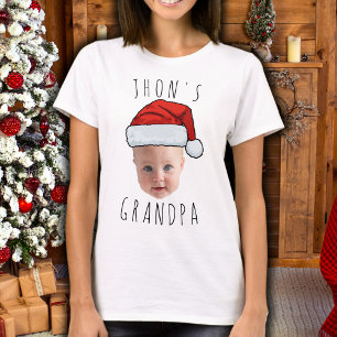 Custom Baby Face Santa Hat Christmas Photo T-Shirt