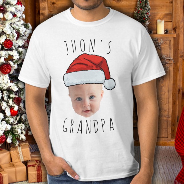 Custom Baby Face Santa Hat Christmas Photo T-Shirt (Creator Uploaded)