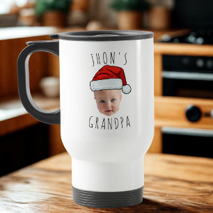 Custom Baby Face Santa Hat Christmas Photo Travel Mug