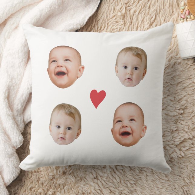 Custom Baby Face With Hearts 2 Photo Cushion (Blanket)