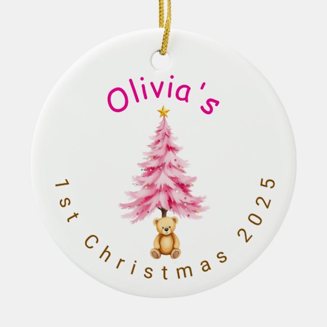 Custom Baby Girl First Christmas Ornament  (Front)