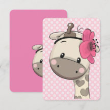 Custom Baby Girl Giraffe Party Invitations 