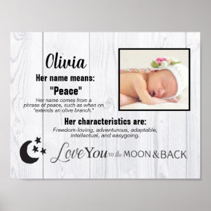 Custom Baby Girl Name Photo Love You To Moon Poster