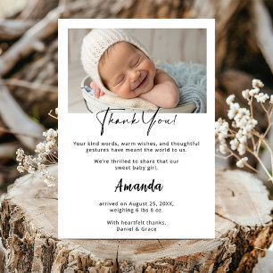Custom Baby Girl Thank You Card with Photo