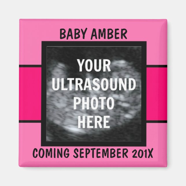 Custom Baby Girl Ultrasound Photo Magnet (Front)