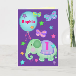Custom Baby Girl's First Birthday Cupcake Card