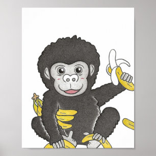 Custom baby gorilla  animal nursery poster 