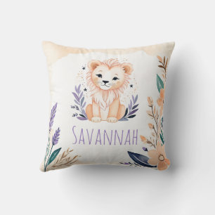 Custom Baby Lion Cub Nursery Pillow Boho Design -