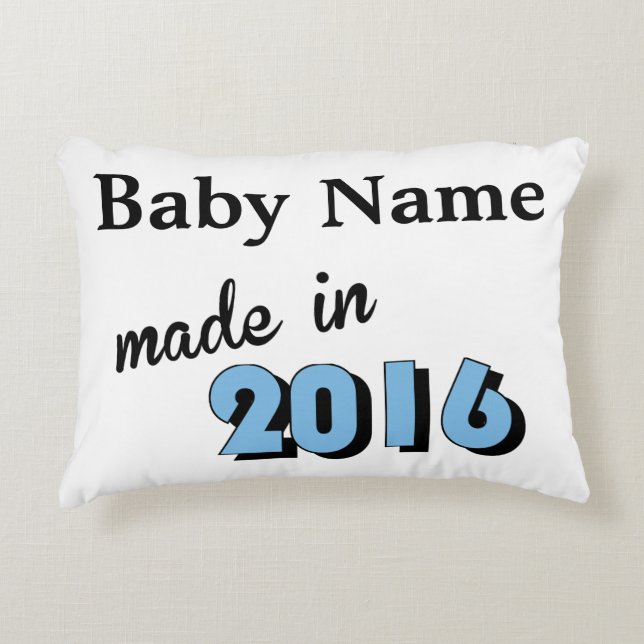 Custom Baby Made In 2016 Blue Decorative Cushion (Front)