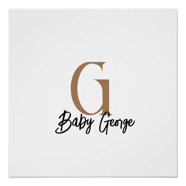 custom baby monogram unisex name personalise  poster (Front)