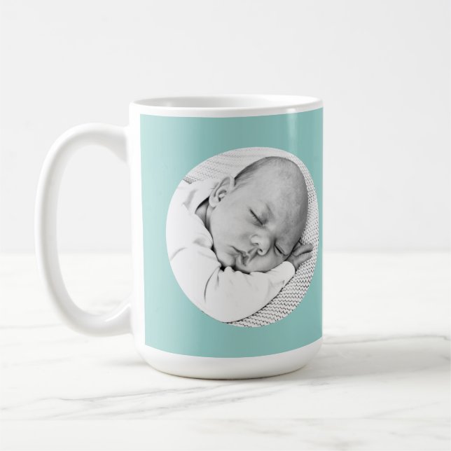 "Custom Baby Mug – Photo & Name Birth Gift" (Left)