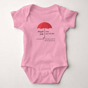 Custom Baby Name and Date under Red Umbrella Bodysuit