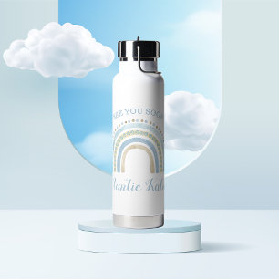 Custom Baby Name Blue Rainbow Water Bottle
