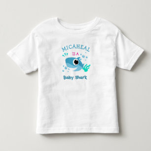 Custom Baby Name Blue Shark T-shirt