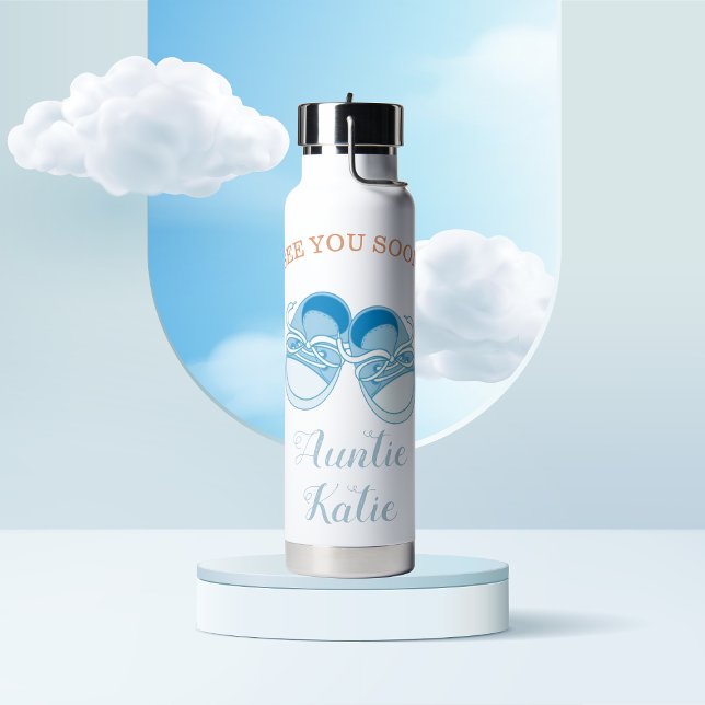 Custom Baby Name Blue Shoes Water Bottle (Creator Uploaded)
