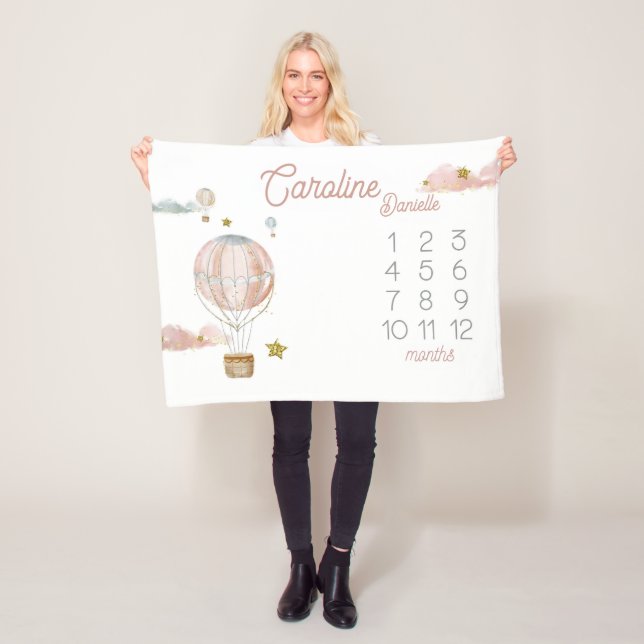 Custom Baby Name Hot Air Balloon Blanket No Marker (In Situ)