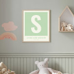Custom Baby Name Nursery Wall Decor Monogram Print<br><div class="desc">Looking for adorable nursery art? This custom name print is perfect! Featuring a modern monogram and sweet sage green hues,  it adds a personal touch to any baby's room. A great baby shower gift or finishing touch for your own little one's space. #nurserydecor #babyroomdecor #personalizedgifts #monogramprint #babygirlnursery #customnameprint</div>