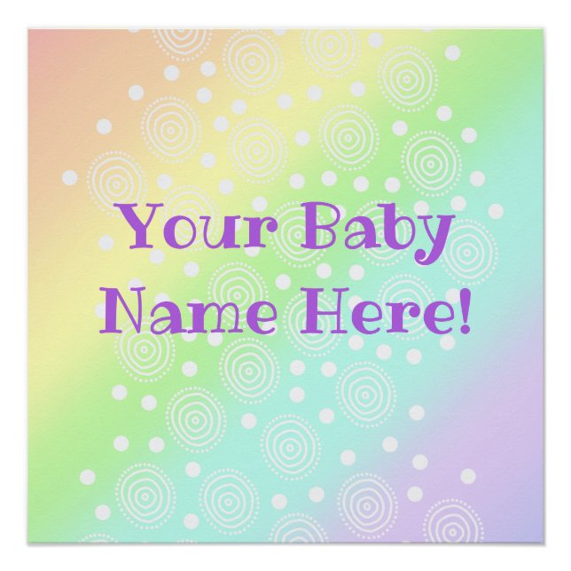 Custom Baby Name Pastel Rainbow Nursery Print (Front)