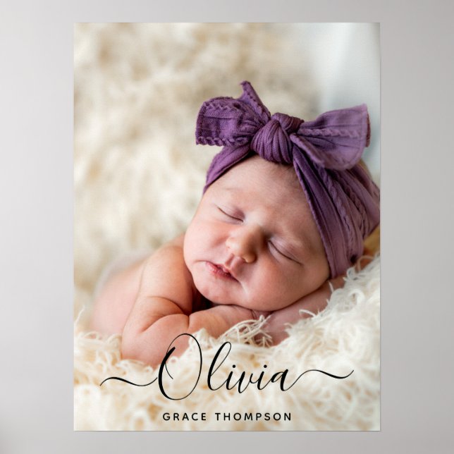 Custom Baby Name Photo Wall Art Print (Front)
