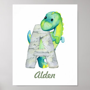 Custom Baby Nursery Decor Cute Dinosaur Letter A