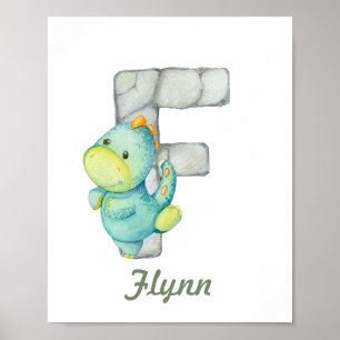 Custom Baby Nursery Decor Cute Dinosaur Letter F