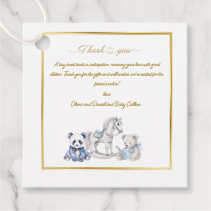 Custom Baby Panda with rocking horse Favour Tags