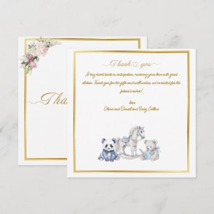 Custom Baby Panda with rocking horse Thank You Card