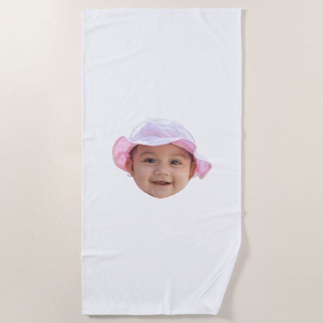 Custom Baby Photo, Baby Photo Face Beach Towel (Front)