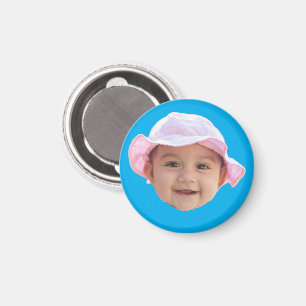 Custom Baby Photo, Baby Photo Face Blue Magnet