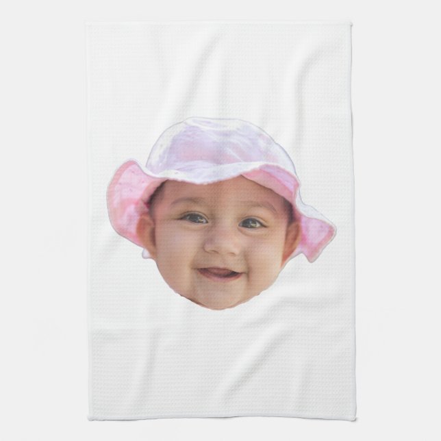 Custom Baby Photo, Baby Photo Face Tea Towel (Vertical)