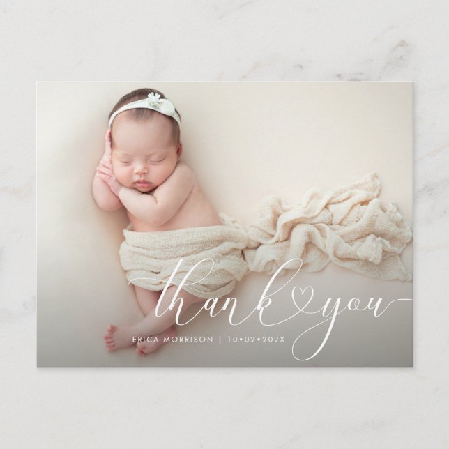 custom baby photo birth announcement postcard (Front)
